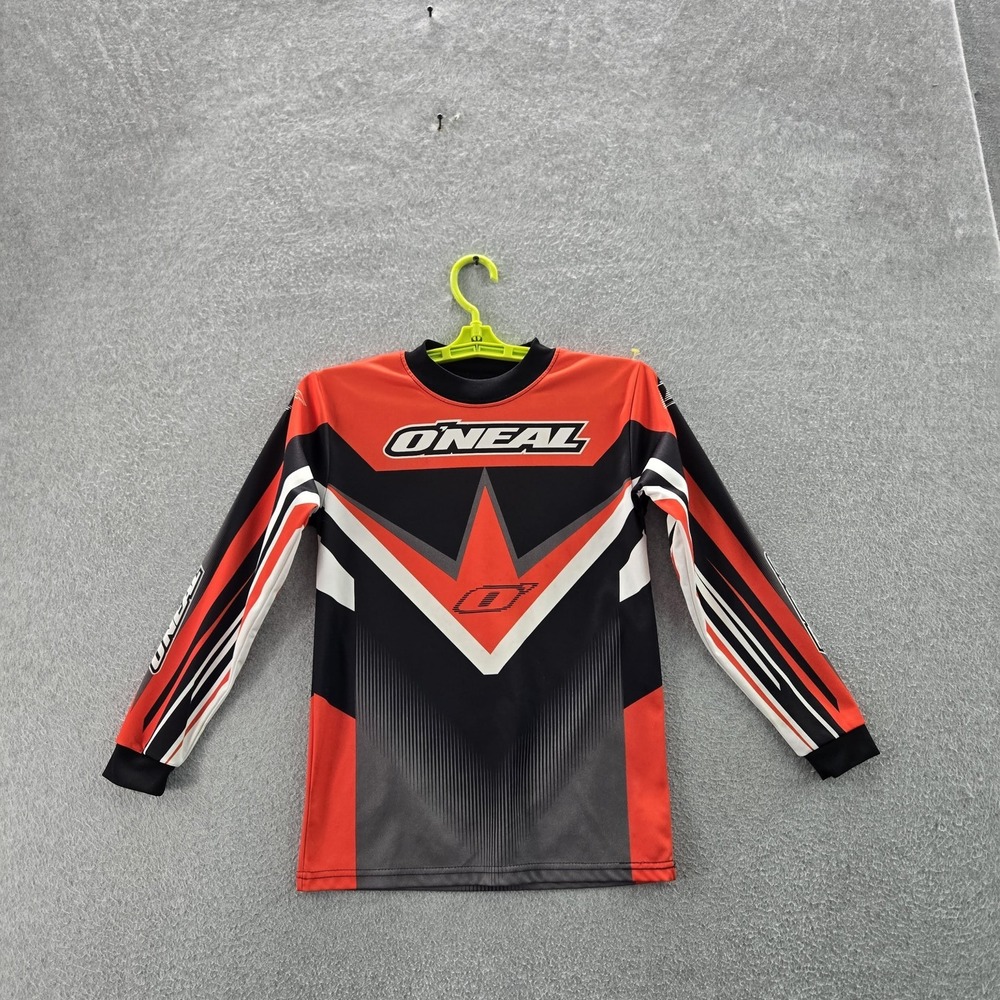 O'Neal Boy Shirt M Red Geometric Logo Number Motocross Jersey